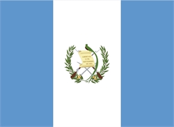 [ai] The flag of Guatemala, featuring blue vertical stripes on each side with a central white stripe. In the center, there is a coat of arms depicting a quetzal bird atop a scroll with the text 'Libertad 15 de Septiembre de 1821' surrounded by laurel and olive branches.